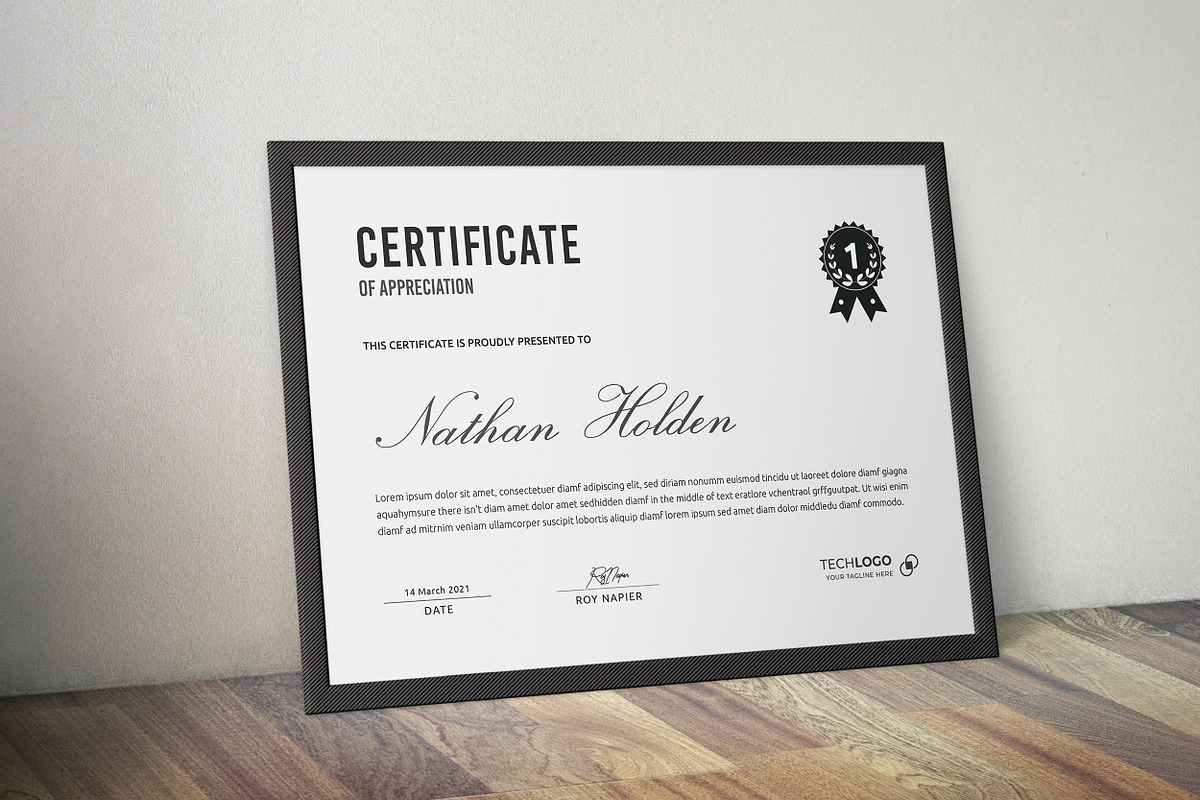 Clean Certificate Word, a Stationery Template by ResumeDevisers (Photo 1 of 6)