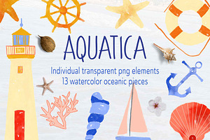 Aquatica watercolor ocean clipart