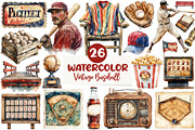 Vintage Baseball Game Day Clipart, an Illustration by CreationArt (Thumbnail 1 of 5)
