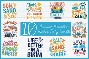 Summer Vacation Quotes, a Seasonal Illustration by Artivon