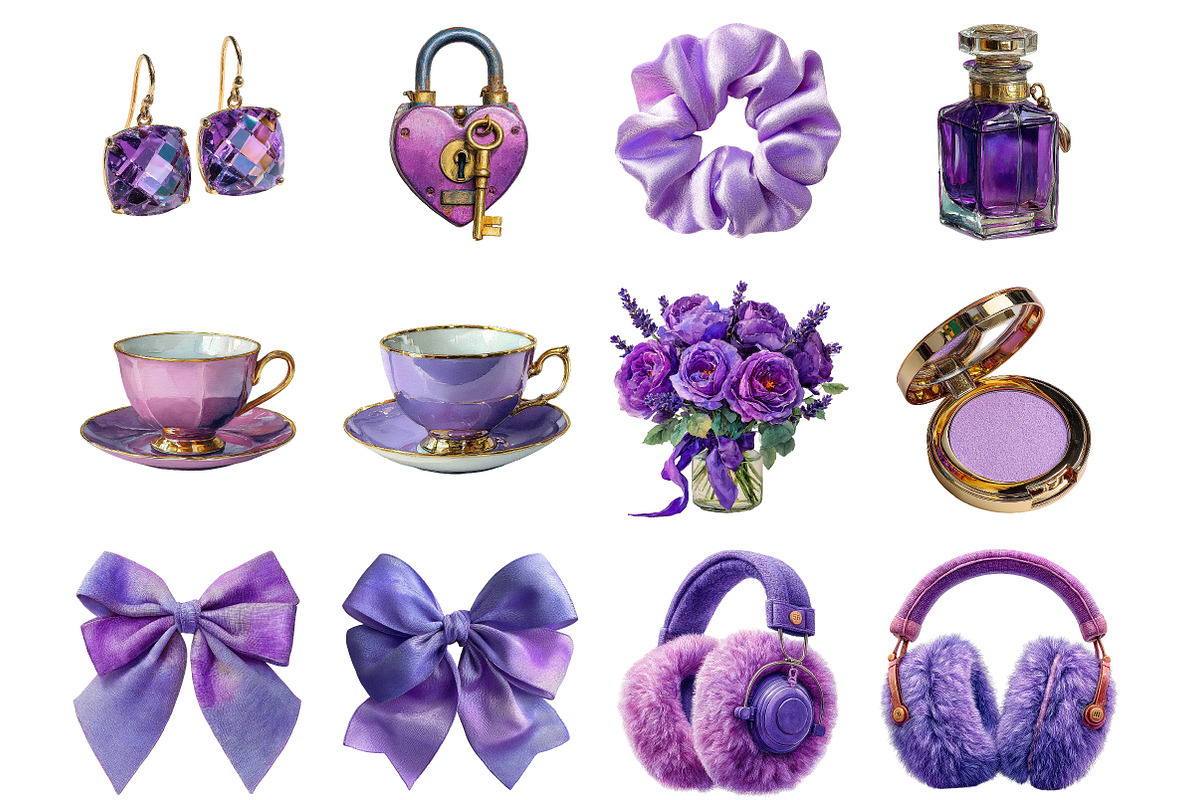 Purple Aesthetic Clipart, an Illustration by DreamArtGraphic (Photo 2 of 4)