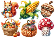 Watercolor Crochet Autumn Clipart, an Illustration by Designworld (Thumbnail 5 of 7)