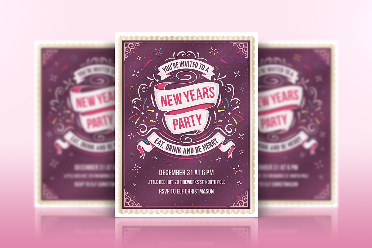New Year's Party Invitation, a Card Template by Mera Pixels (Photo 2 of 3)