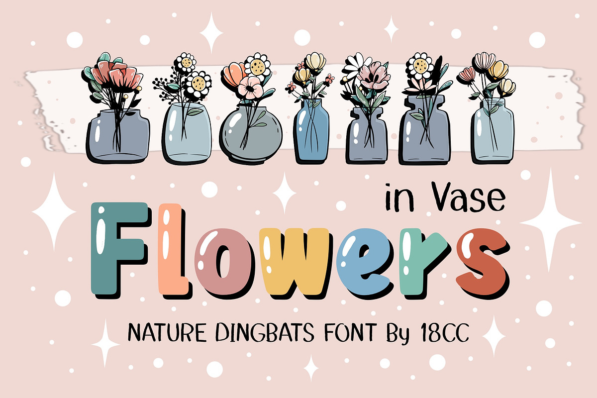 Flowers in Vase OTF Dingbats Font, a Symbol Font by DREAMs Soul G. (Photo 1 of 3)