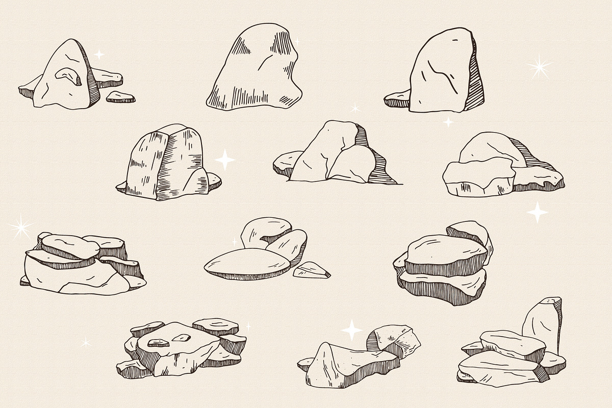30 Rock and Stone hand drawing, a Decorative Illustration by Pikgura (Photo 2 of 3)