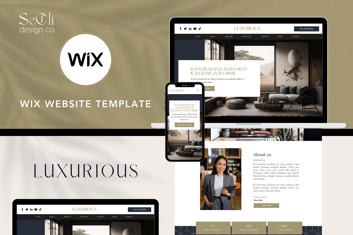 Luxurious Wix Website Template, a Wix Template by Sechi Design Co (Photo 1 of 5)