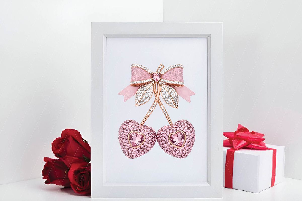 Valentine Cherry Rhinestone PNG, an Illustration by DreamPrint404 (Photo 2 of 6)