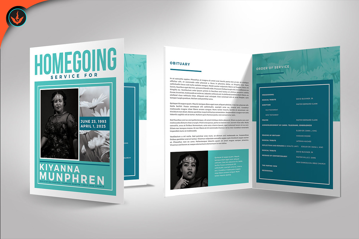 Funeral Program 34 Minimal Turquoise, a Brochure Template by SeraphimChris (Photo 3 of 7)