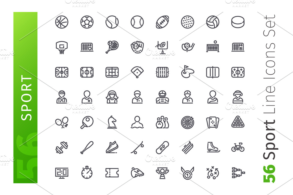 Sport Line Icons Set, an Outline Icon by Voysla's Shop (Photo 2 of 4)