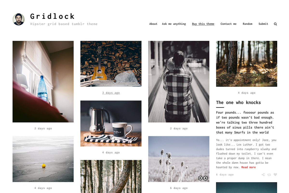 Gridlocked tumblr theme, a Websites & App Template by Pixel Revel (Photo 2 of 5)