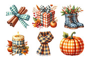 Watercolor Gingham Autumn Clipart Bu, an Illustration by Daily.Designs (Thumbnail 4 of 5)