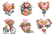 Watercolor Valentine Clipart, an Illustration by designcity5 (Thumbnail 3 of 5)