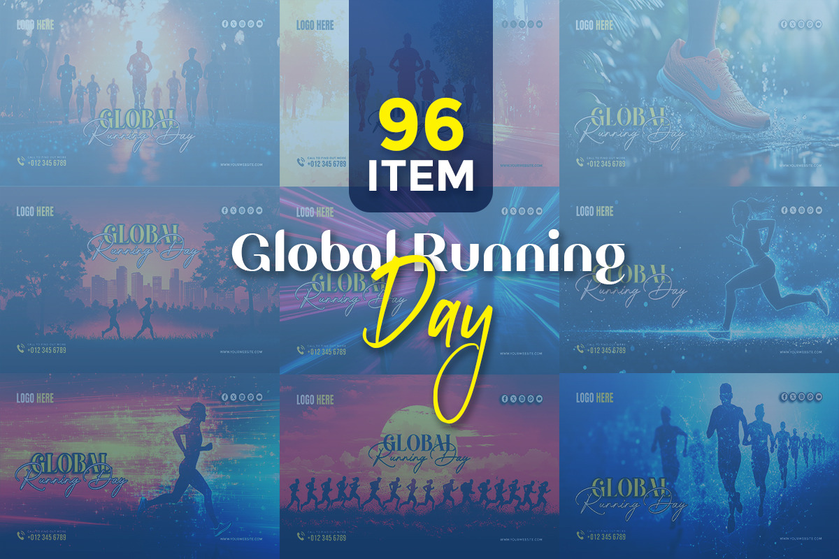 Global Running Day template bundle, a Social Media Template by gstudiovect21 (Photo 2 of 5)