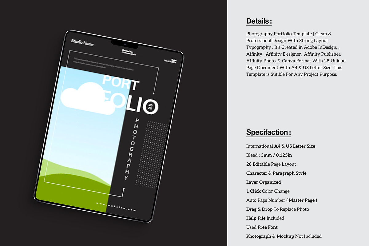 Photography Portfolio Template, a Brochure Template by StyleArt (Photo 2 of 15)