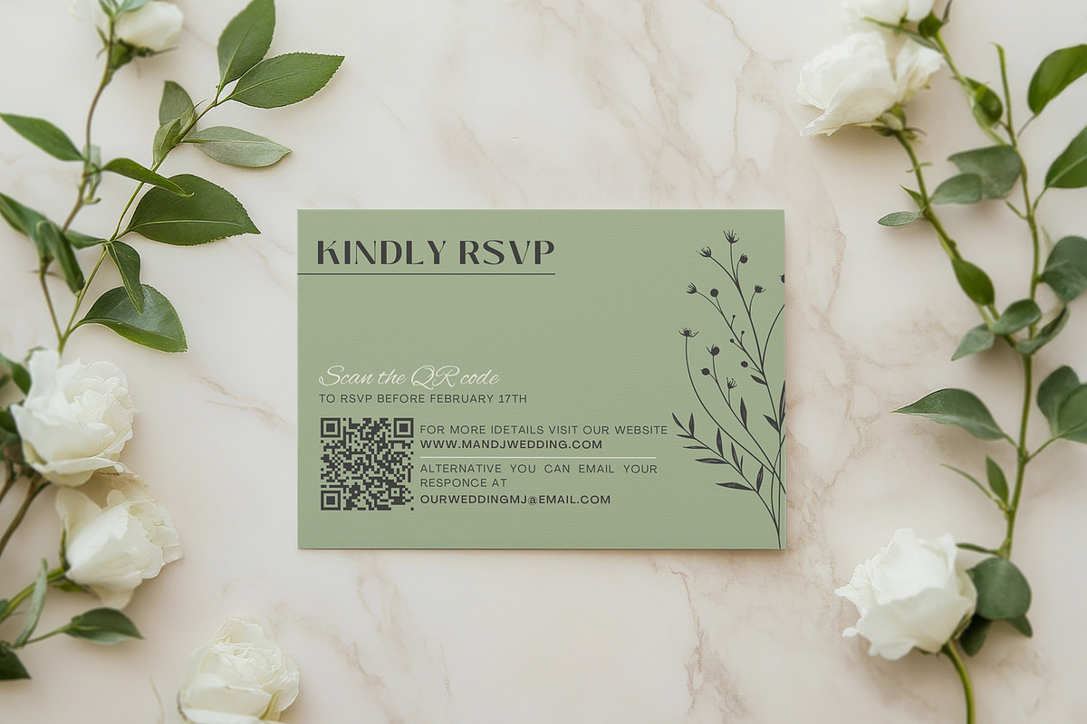 Modern Sage Green Wedding Invitation, an Invitation Template by Hotpin (Photo 5 of 5)