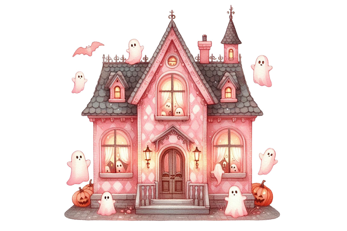 Watercolor Pink Halloween Clipart, an Illustration by Designking (Photo 2 of 5)