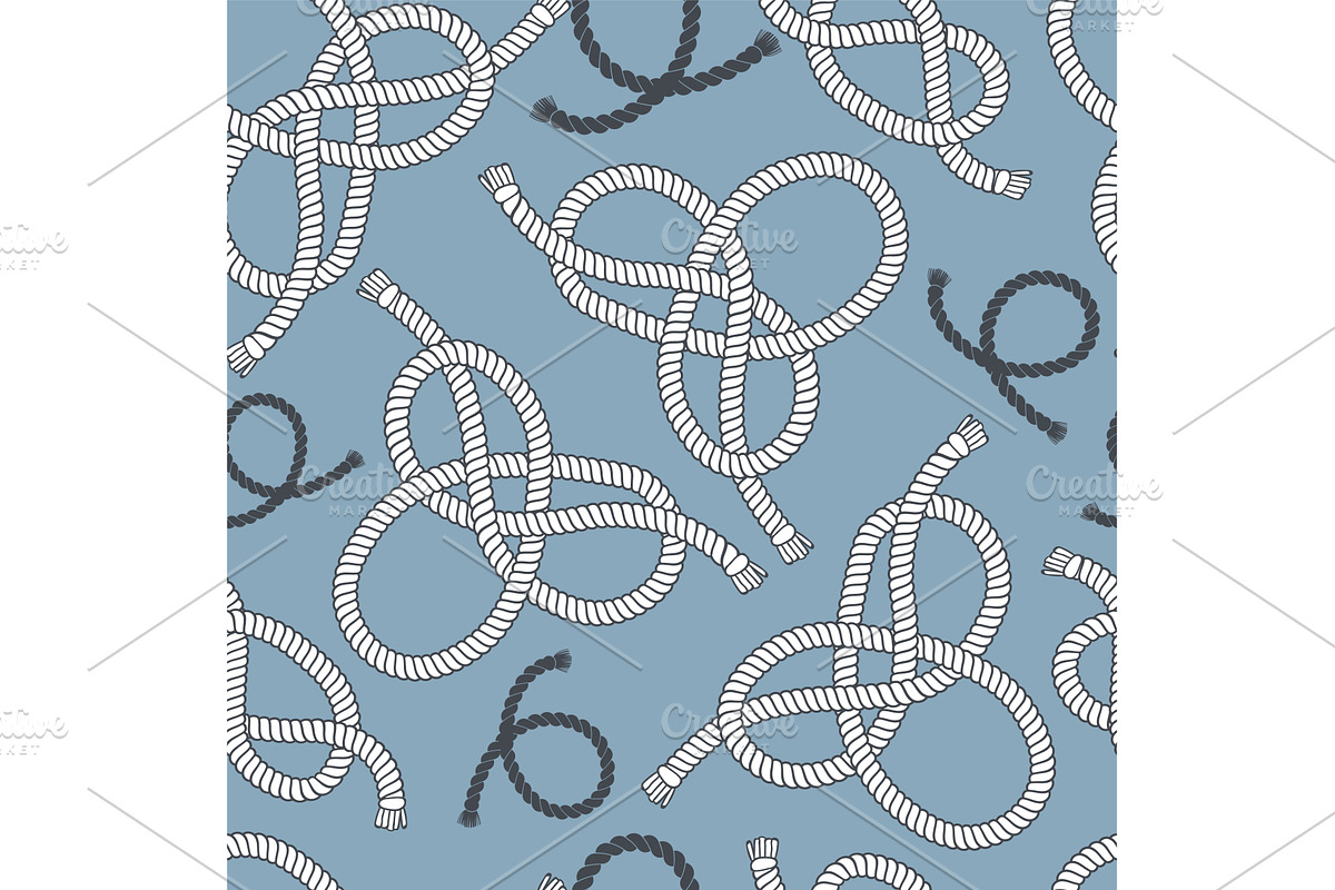 Navy rope seamless pattern. Curved, an Illustration by YummyBuum