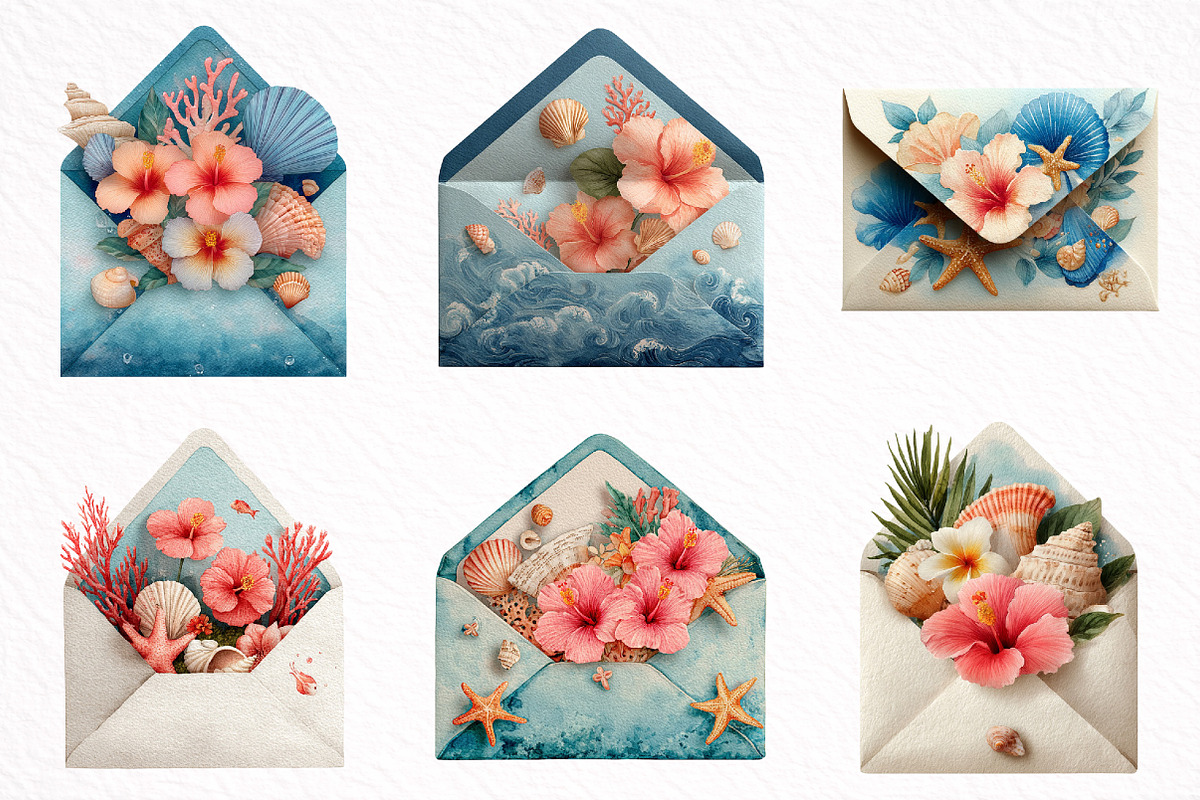 Whimsical Summer Envelope Clipart, an Illustration by DreamArtGraphic (Photo 7 of 8)