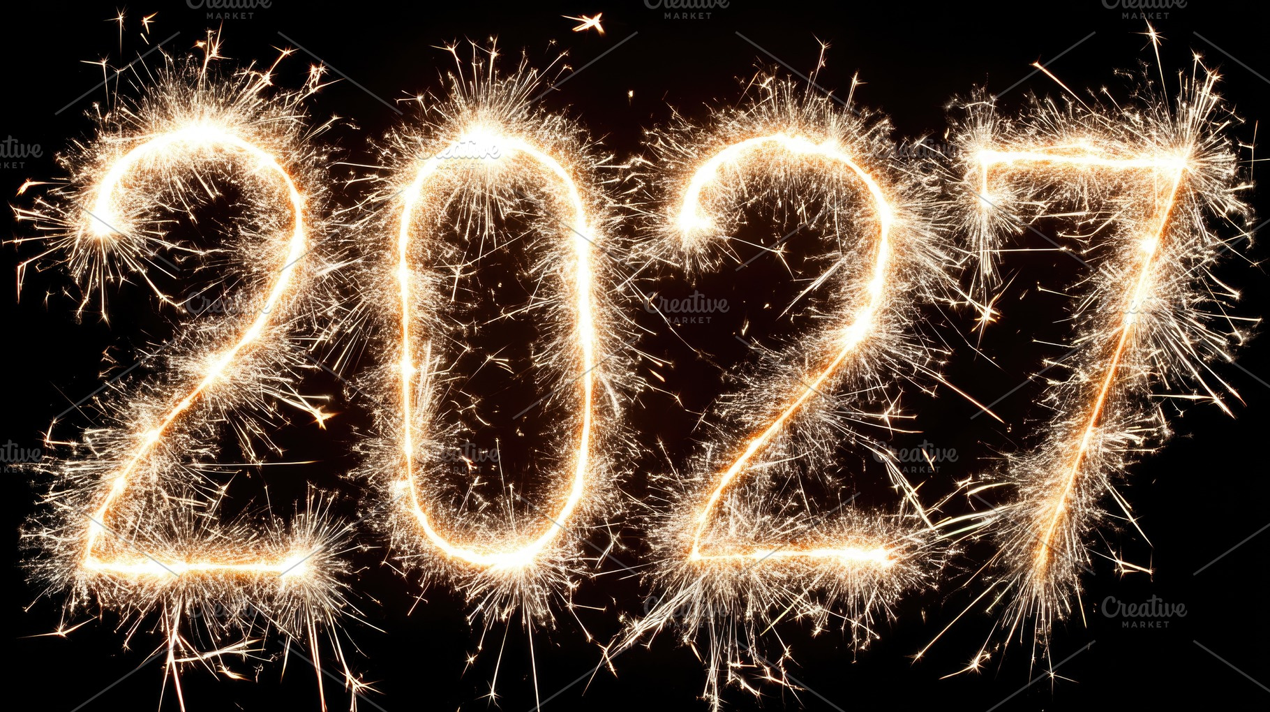 2027 New Year Sparkler Celebration on Black Background, a Holiday Photo by José Manuel Gelpi