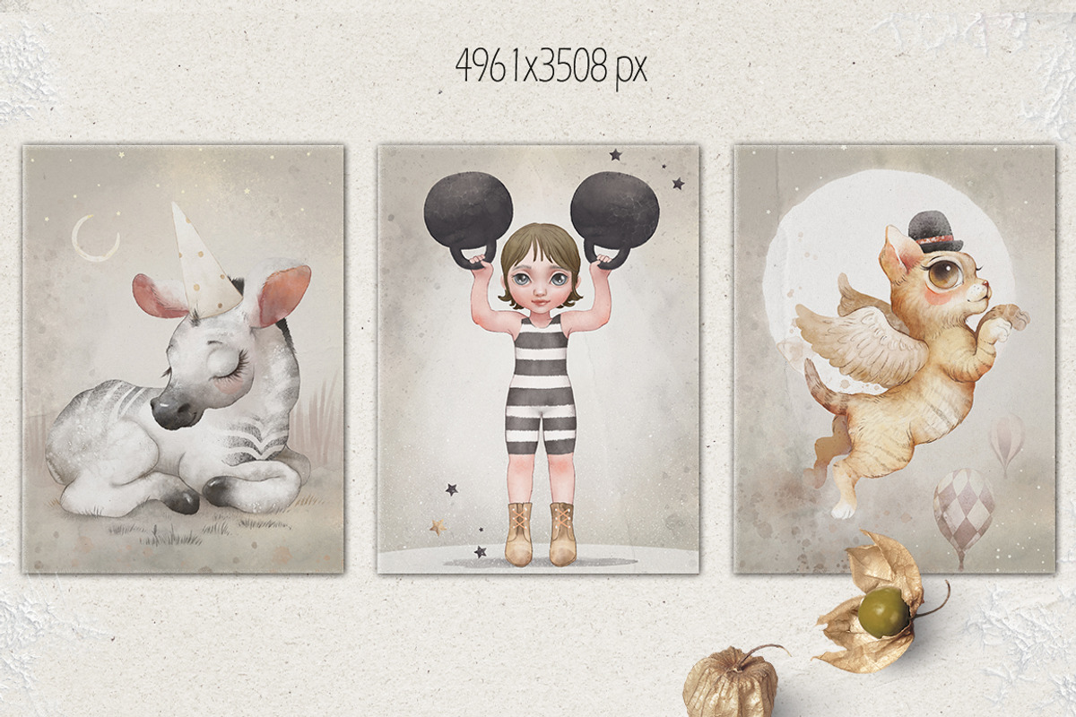 Flower circus.Watercolor vintage set, a Texture Illustration by TanyaSchuka (Photo 3 of 15)