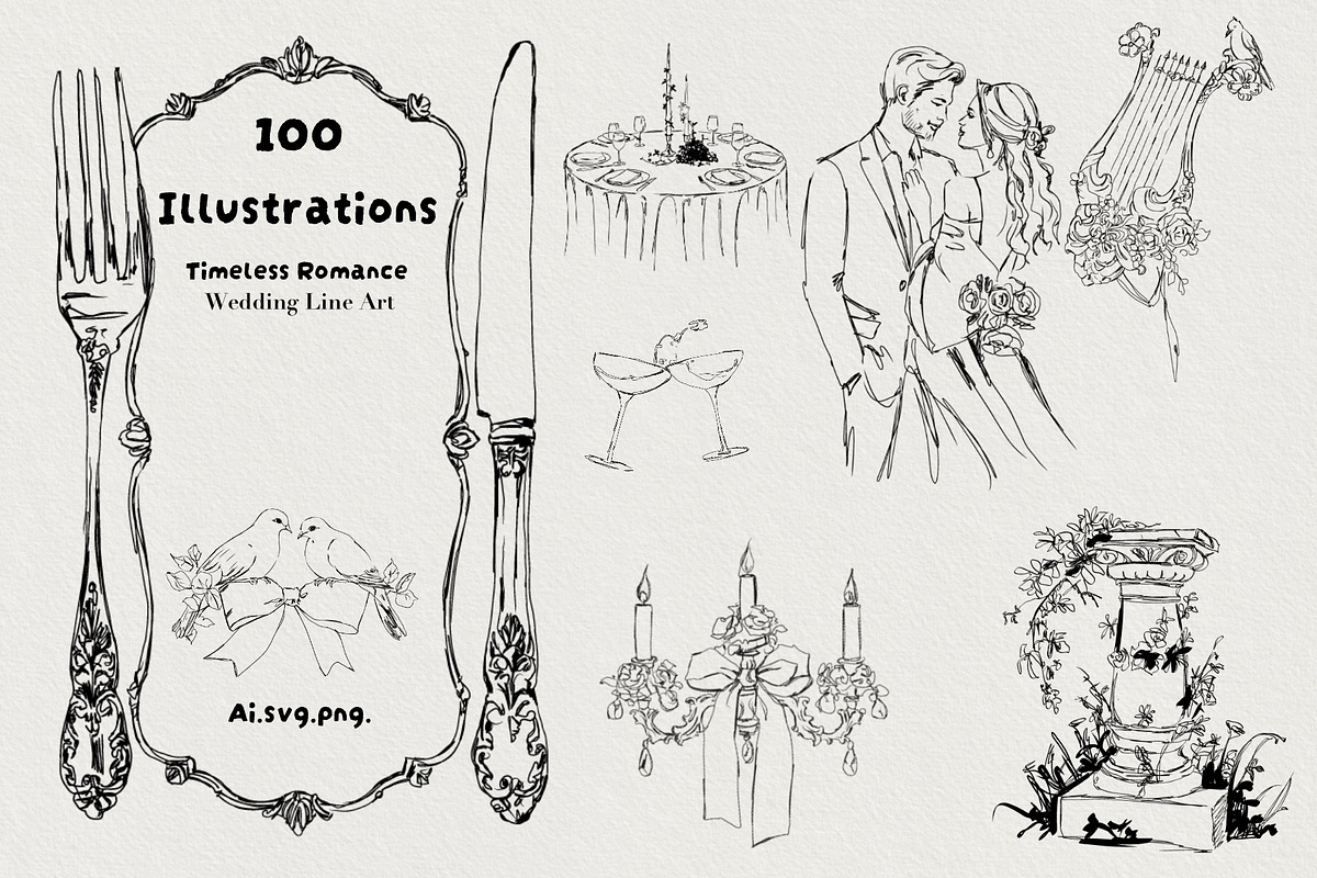 Timeless Romance: Wedding Line Art, a Decorative Illustration by AnnaPolitmerskaja (Photo 1 of 8)