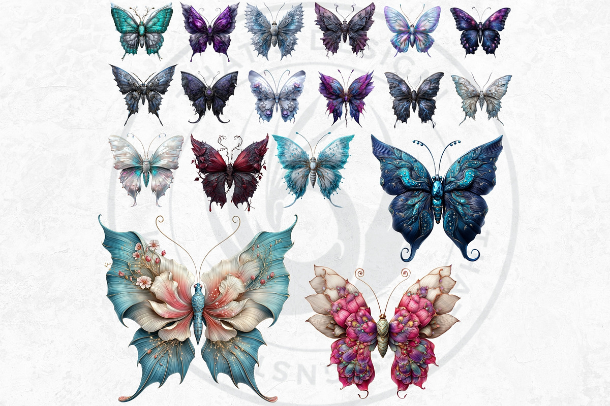 Fantasy Elemental Butterfly Cliparts, an Animal Illustration by ThatsDesignArt (Photo 6 of 10)