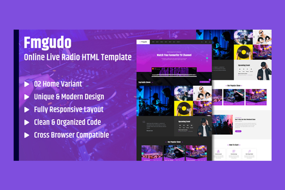 Fmgudo - Online Radio Template, a HTML Template by THESOFTKING (Photo 1 of 4)