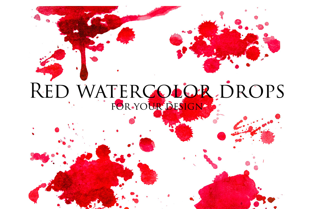 Red watercolor drops, an Object Graphic by Graphics, Presets, Photos