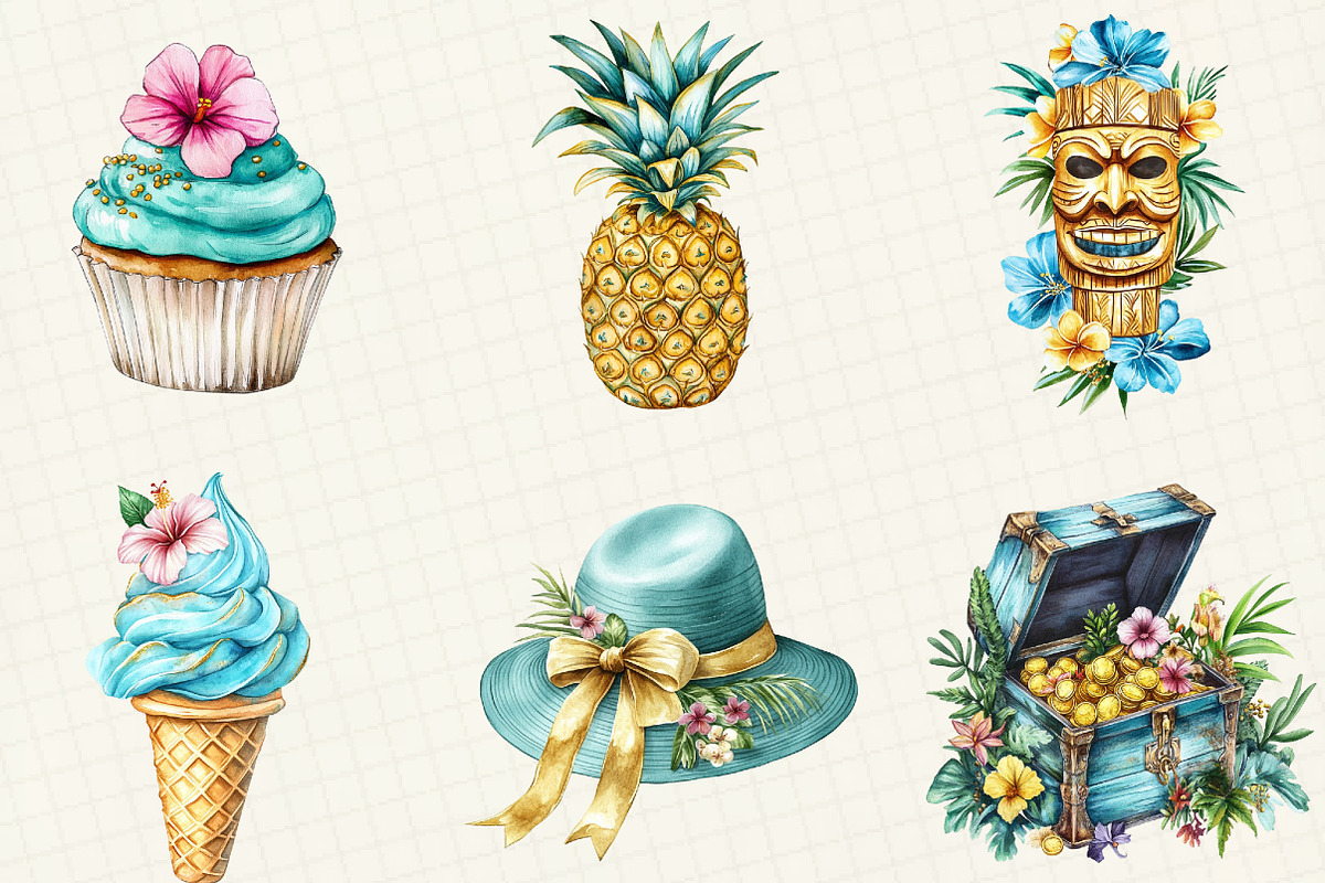 Tropical Turquoise Birthday Clipart, an Illustration by OK Design (Photo 5 of 5)
