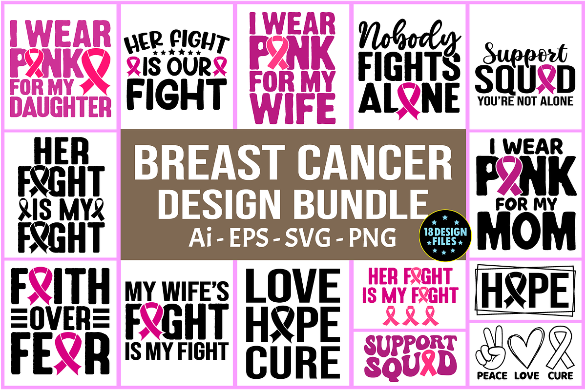 Breast Cancer Bundle SVG, an Object Illustration by RaiihanCrafts (Photo 1 of 6)