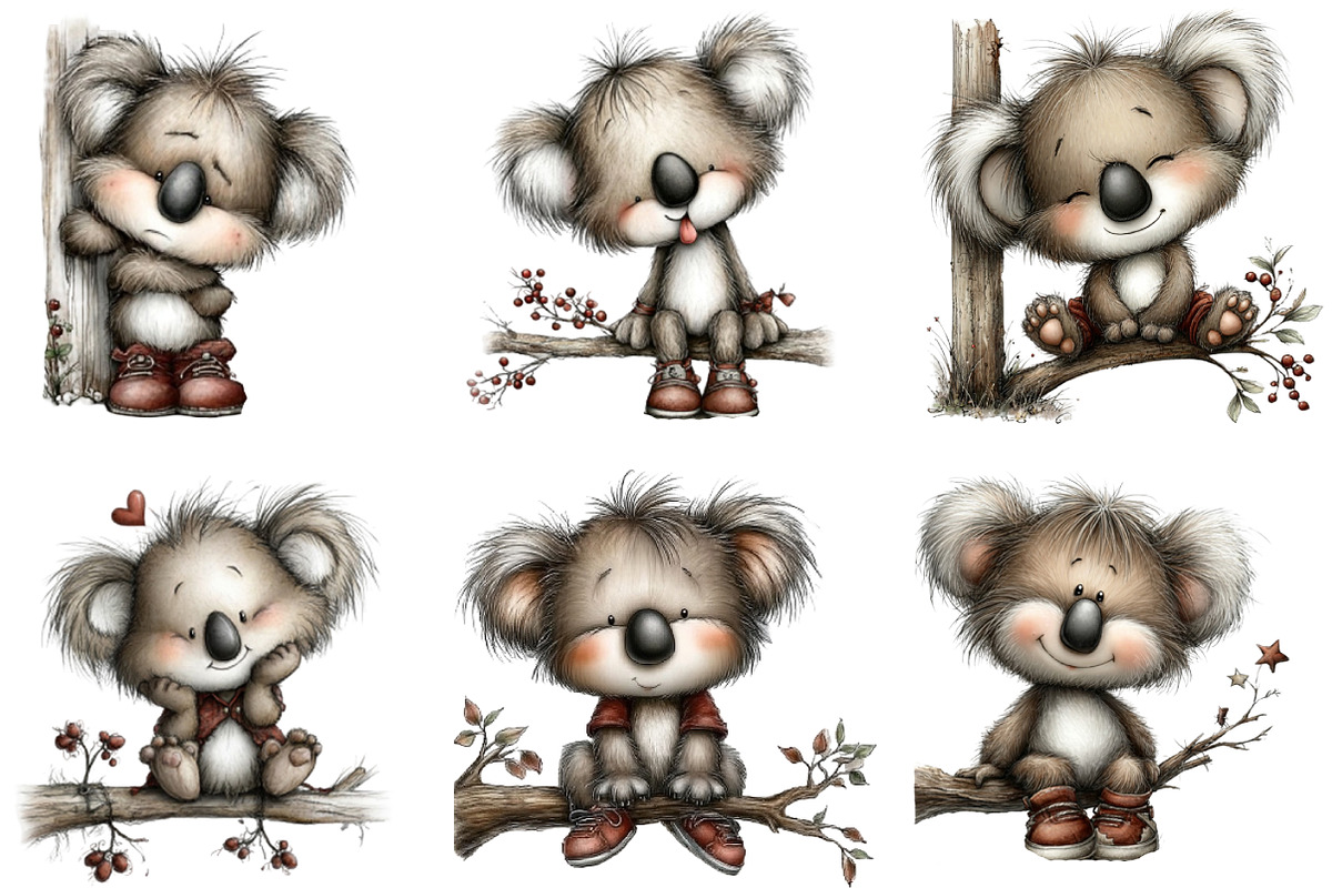Koala Bears with Emotions Clipart, an Illustration by DreamArtGraphic (Photo 3 of 5)