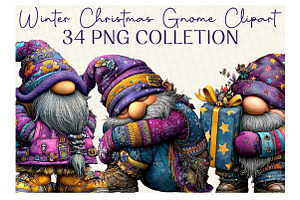 Winter Christmas Gnome Clipart, an Illustration by DreamCafeArt