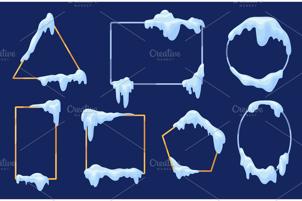 Snow cap frames. Winter frame snowy, an Illustration by Stock-Smart-Start