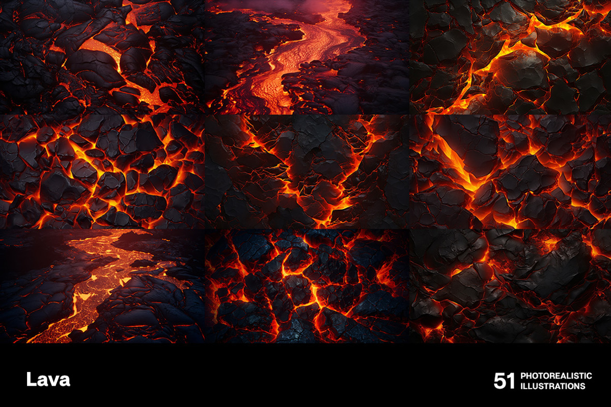 Lava. 51 images, a Texture Illustration by Handmadefont (Photo 6 of 13)