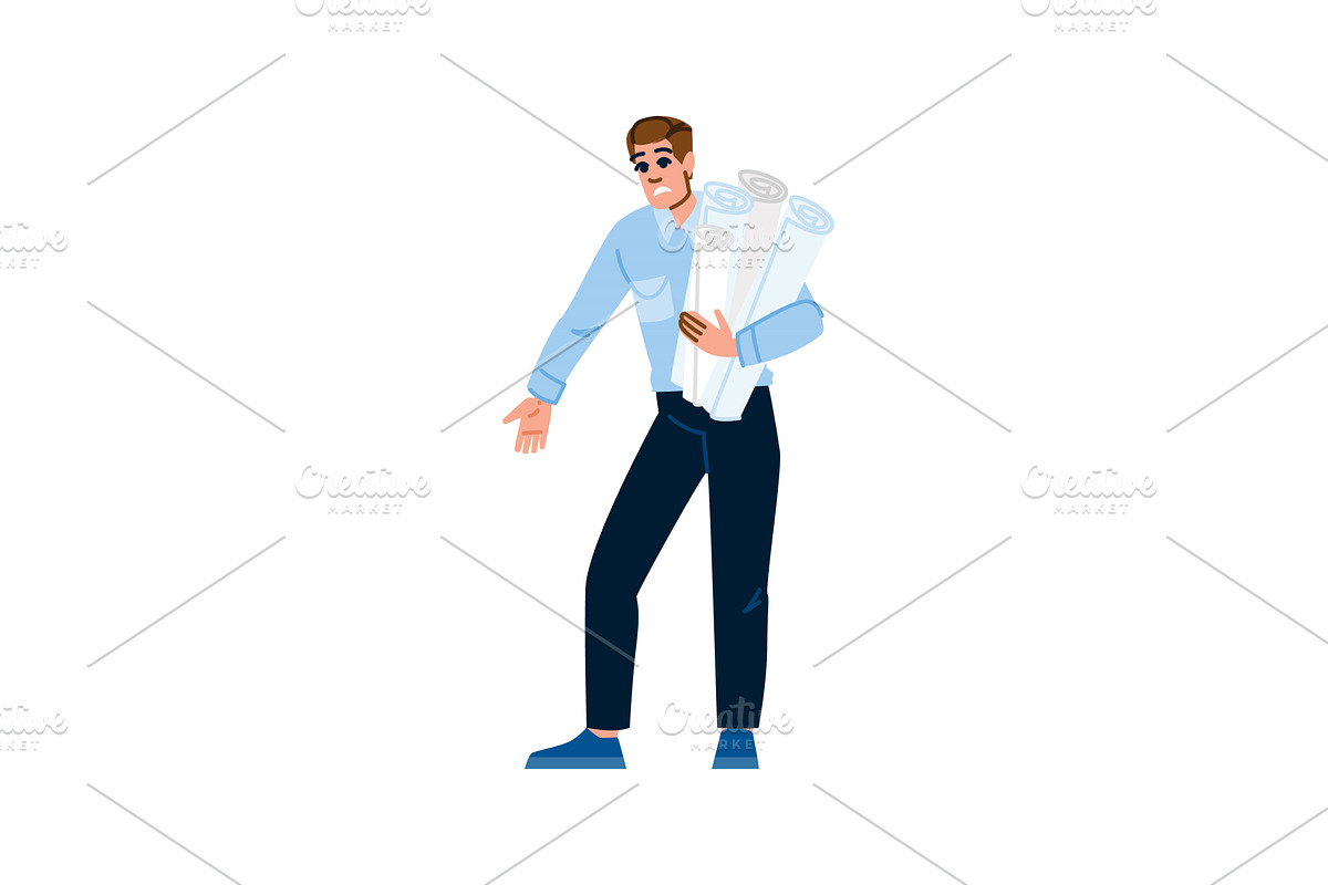 Stressed architect carrying, a Person Illustration by pikepicture