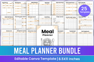 Meal Planner Bundle Canva Template