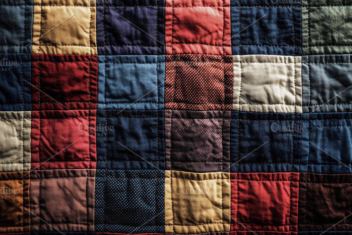 Colorful quilting cotton patchwork quilt featuring various square ...