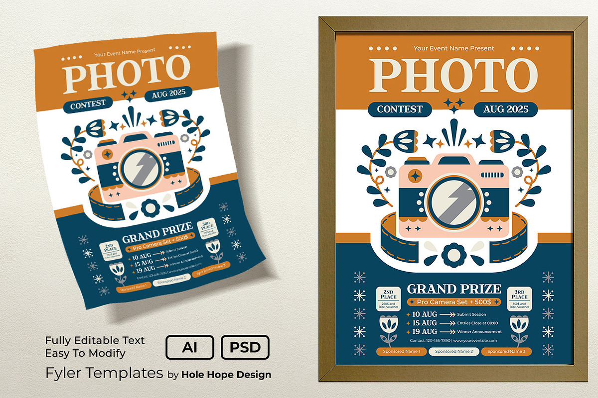 Folk Art Photo Contest Flyer, a Flyer Template by Hole Hope Design (Photo 1 of 5)