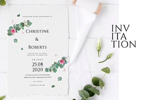 Eucalyptus Wedding Invitation Suite, an Invitation Template by Azka Creative