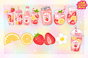 Cute Strawberry Lemonade Clipart, a Food Illustration by K.JackArtwork (Thumbnail 2 of 4)