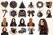 Midnight Cherry Christmas Clipart, an Illustration by Libby Wishes (Thumbnail 2 of 7)