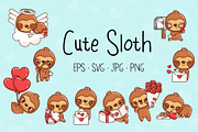 Cute Sloth, Set Animals in Love, an Animal Illustration by ArtVarStudio (Thumbnail 1 of 3)