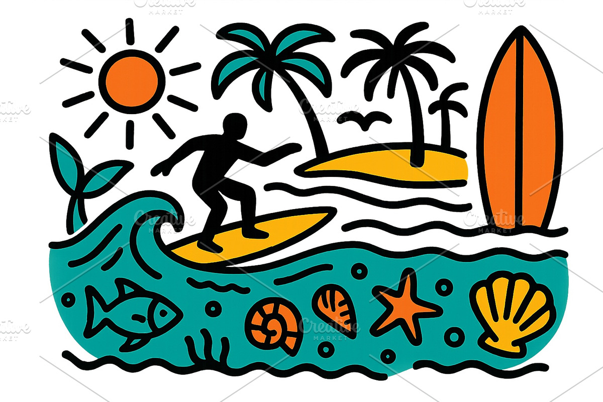 Vector illustration of a surfer, an Animal Illustration by ZinetroN