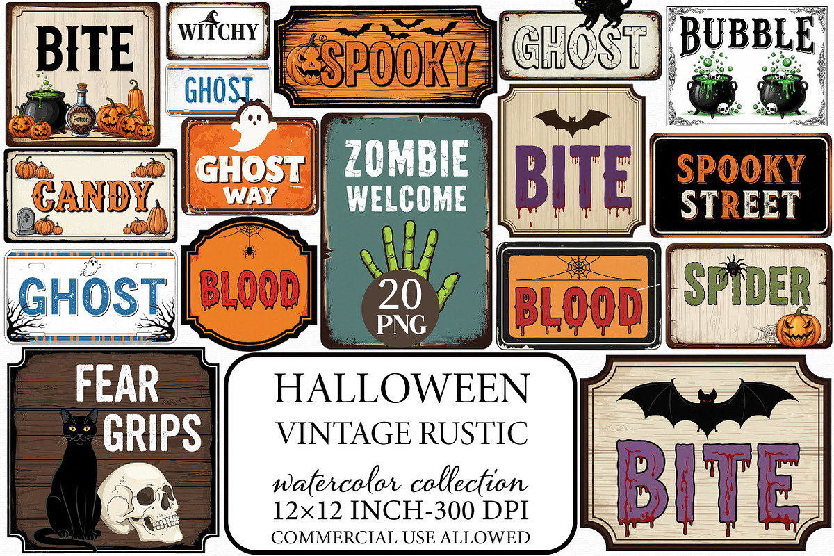 Vintage Rustic Halloween Sublimation, an Illustration by Libby Wishes (Photo 1 of 3)