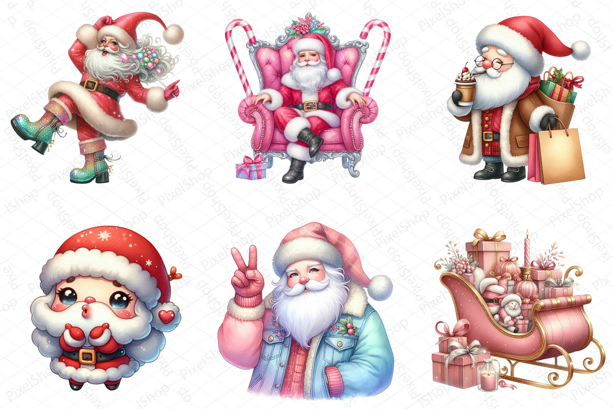 Pink Trendy Christmas Santa Png, an Illustration by DreamPrint404 (Photo 2 of 6)