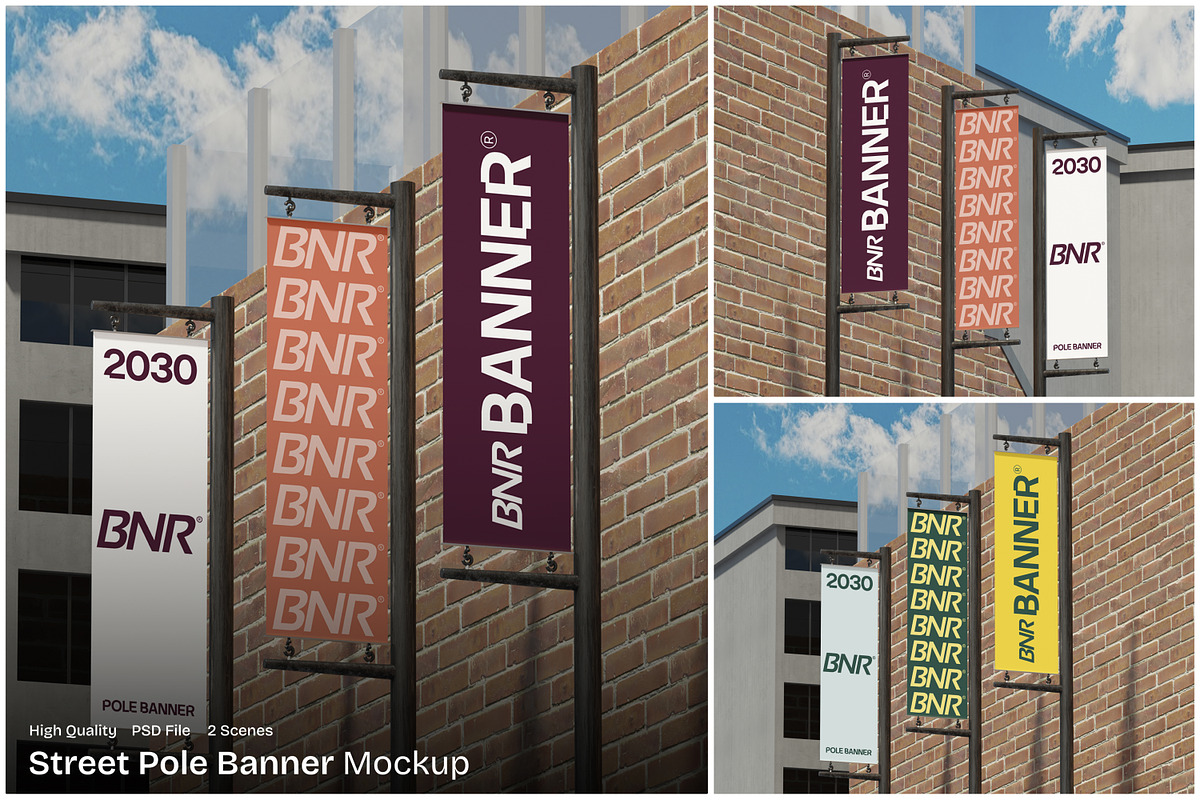 Street Pole Banner Mockup, an Advertising Mockup by Unerispace (Photo 1 of 5)
