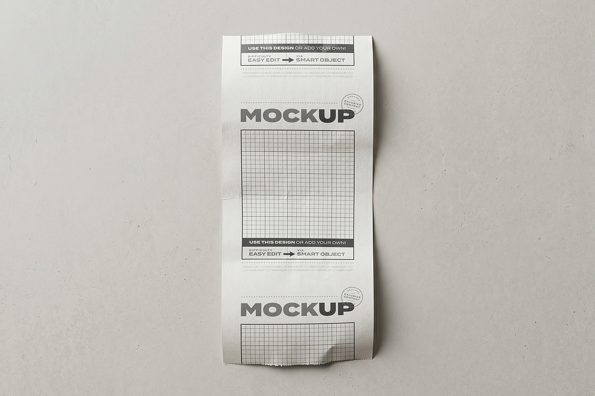 Receipt Ticket Realistic Mockup, an Advertising Mockup by Luuqas Design (Photo 1 of 2)