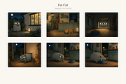 Fat Cat Illustrations, Set 30, an Animal Illustration by LanternkinStudio (Thumbnail 6 of 14)