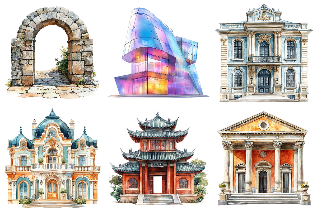 Museum Watercolor Clipart, an Illustration by Craft Nest (Photo 5 of 8)