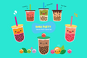 Boba Bubble Tea Vector Set, a Food Illustration by Spark Design (Thumbnail 1 of 3)